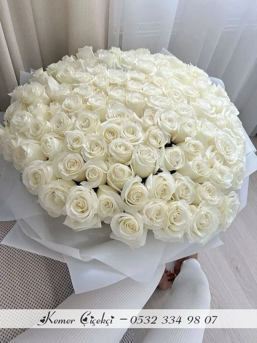 101 Adet Beyaz Gül Buketi̇