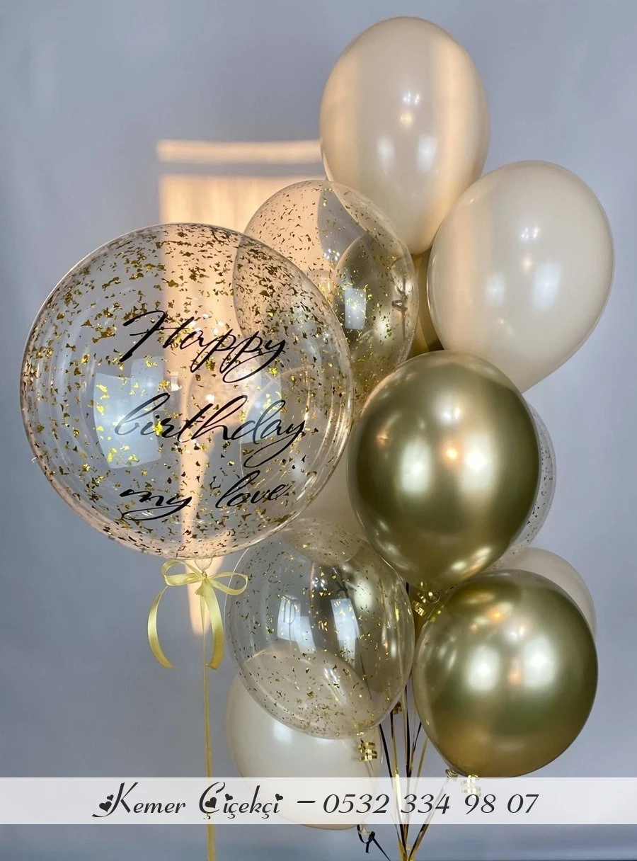 12 Mittelgroße und 1 Große Happy Birthday Ballons