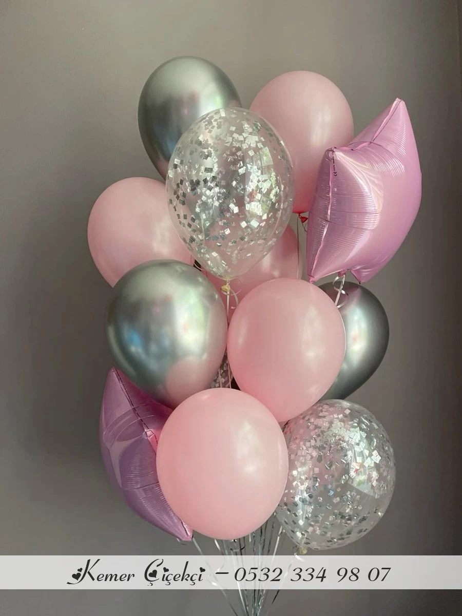 14 klassische Folienballons und 2 Sternfolienballons