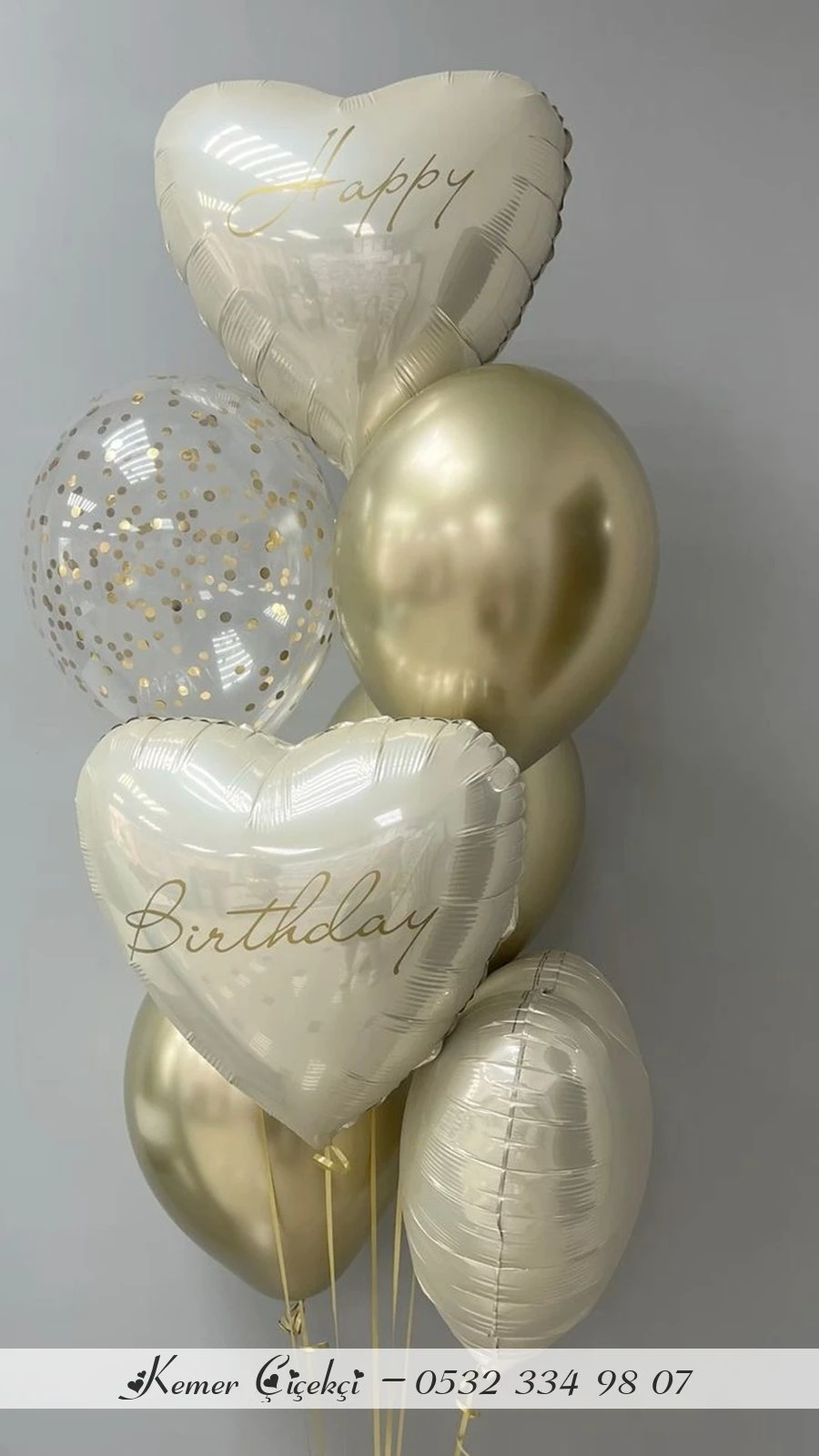 4 klassische Ballons und 3 Folienballons mit 