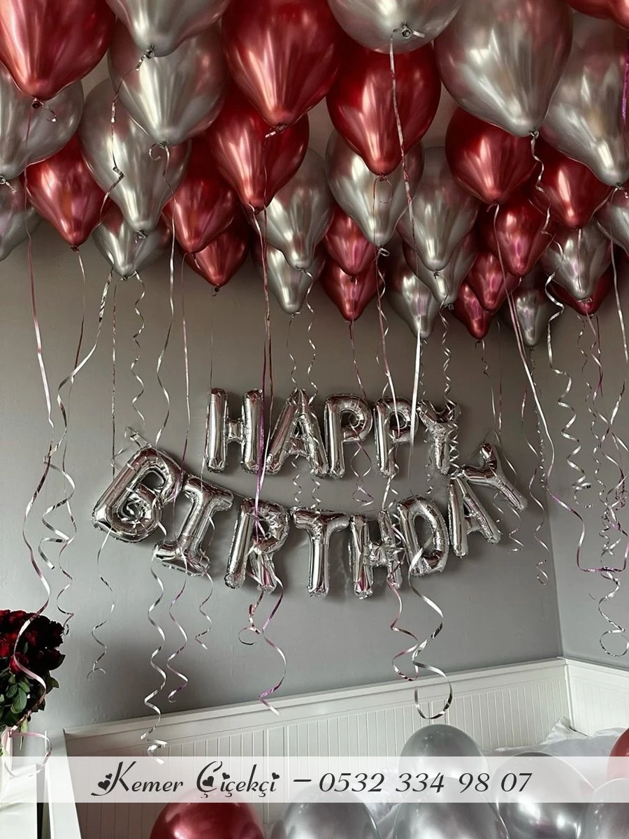 50 Adet Klasi̇k Balon İle Bi̇rli̇kte Happy Bi̇rthday