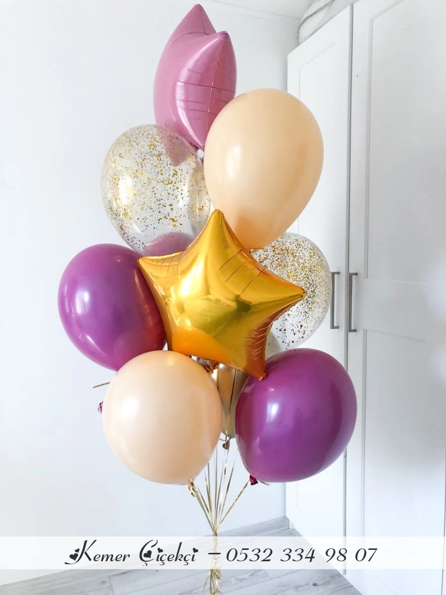 9 Adet Klasi̇k 2 Adet Folyo Yildiz Balon