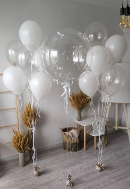 16 Adet Klasi̇k 1 Adet Şeffaf Büyük Balon